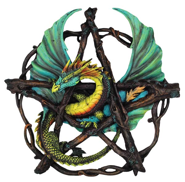 Forest Pentagram Dragon Wall Plaque 13" - Click Image to Close