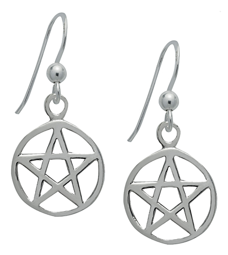 Silver Pentacle Earrings for Protection   - Click Image to Close
