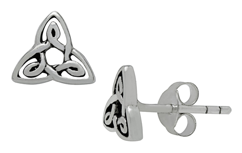 Silver Trinity Knot Petite Studs Earrings - Click Image to Close
