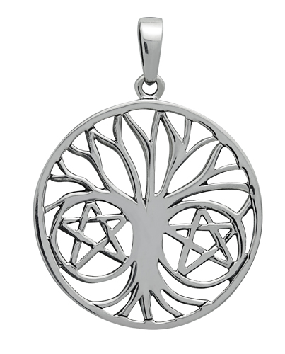 Silver Pentapha Tree of Life Pendant for Protection - Click Image to Close