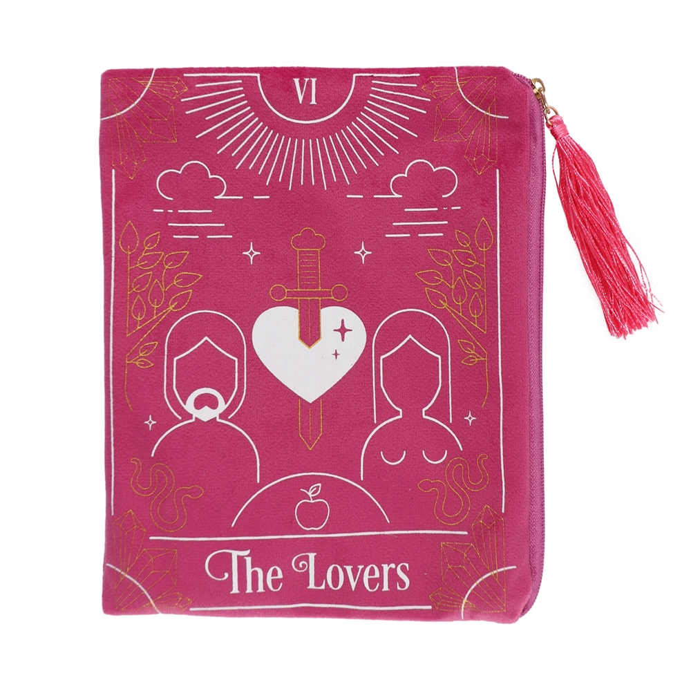 THE LOVERS PINK VELVET ZIPPERED TAROT CARD BAG - Click Image to Close