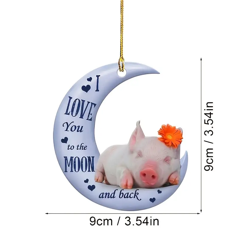 Pig Moon Rearview Mirror Car Pendant - Click Image to Close